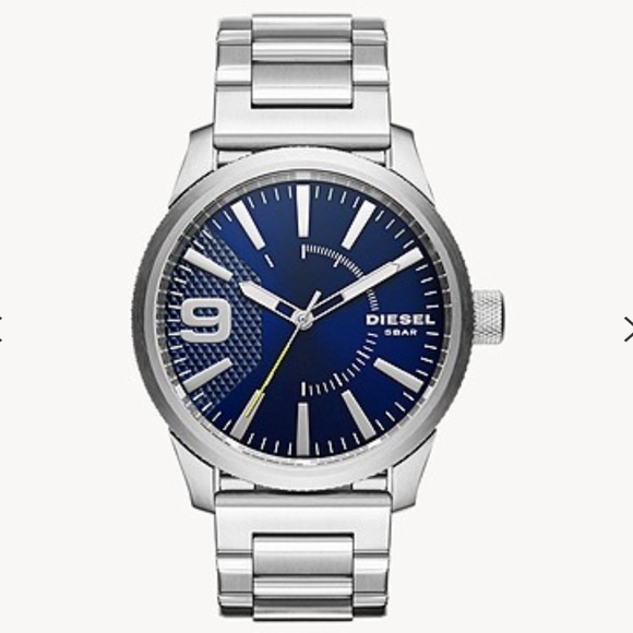 NIB Diesel men’s Rasp Three-Hand blue dial watch water resistant MODELDZ1763 NIB